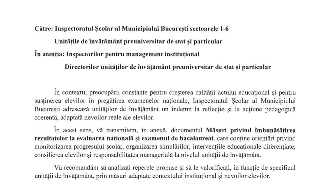 Ce schimbă adresa ISMB din 27.01.2026 pentru învățământul primar